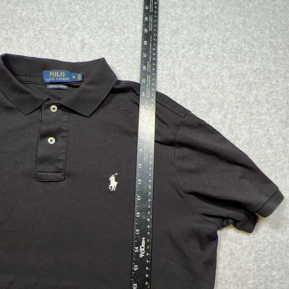 Polo Ralph Lauren Polo Shirt Mens Medium Black Pima Soft Touch Cotton Pony Logo